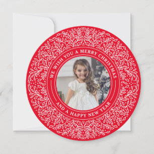 Helgdag Vines in Berry Red jul Photo Card Julkort