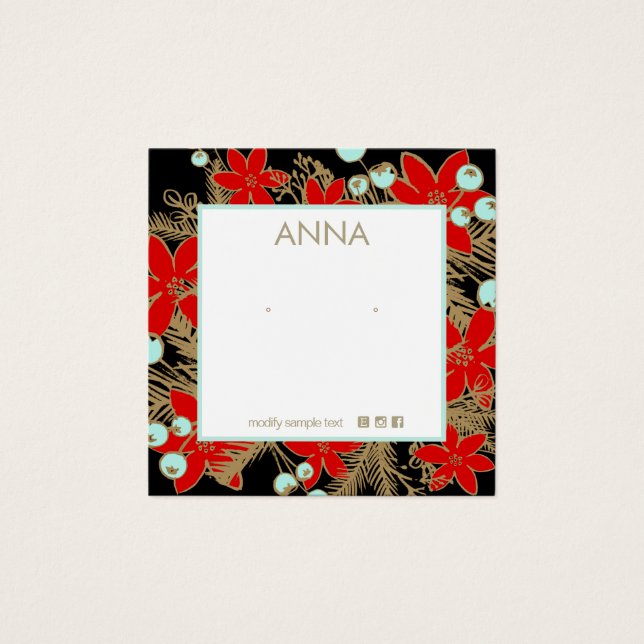 Helgdag, Visning för julstämning Fyrkantigt Visitkort (Framsida)