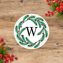 Helgdag WAN med Berries Monogram Runt Klistermärke