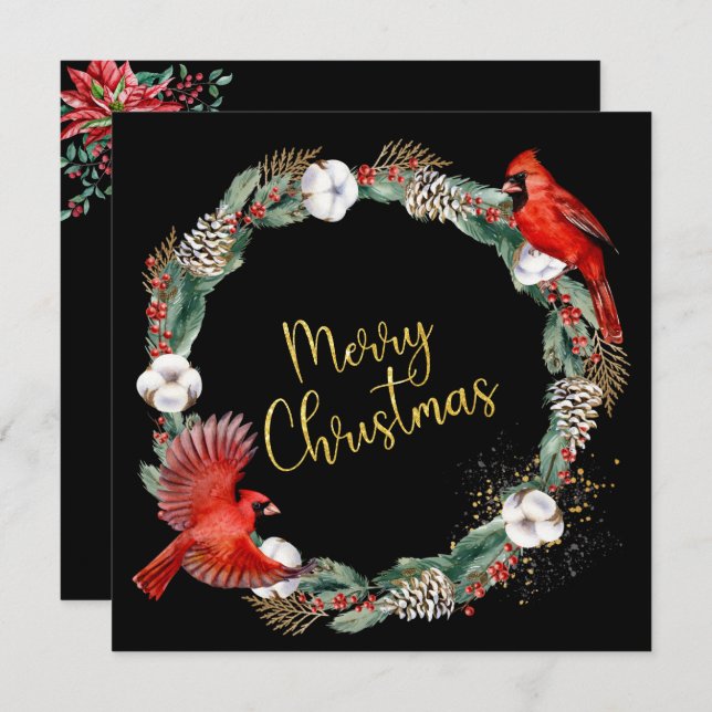 Helgdag WAN, Röda kardinaler - Business God Jul Kort (Fram/baksida)