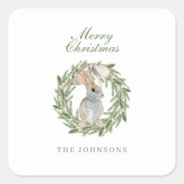 Helgdag Wandeed Bow Adsible Bunny Rabbit Jul Fyrkantigt Klistermärke