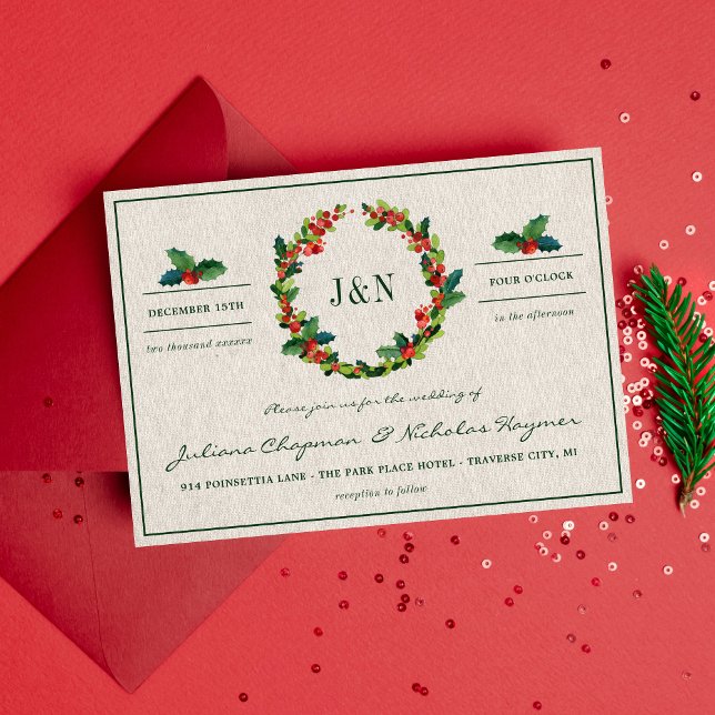 Helgdag Wandemeny Poinsettia jul Bröllop Inbjudningar (Skapare uppladdad)