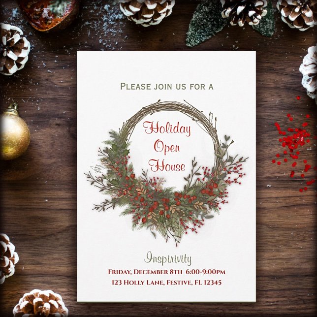 Helgdag Wandeys Open House-Anpassningsbar - jul Inbjudningar (Christmas Open House great for Business Holiday parties and get together.  Artwork by Inspirivity. )