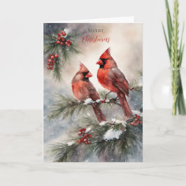 Helgdag Watercolor Kardinal Pair Kort