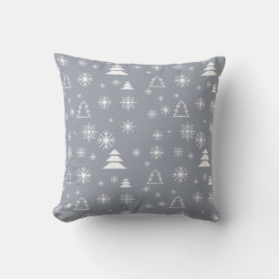 Helgdag White Snöflingor Julgranar Modern Kudde