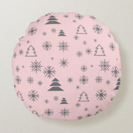 Helgdag White Snöflingor Julgranar Modern Rund Kudde