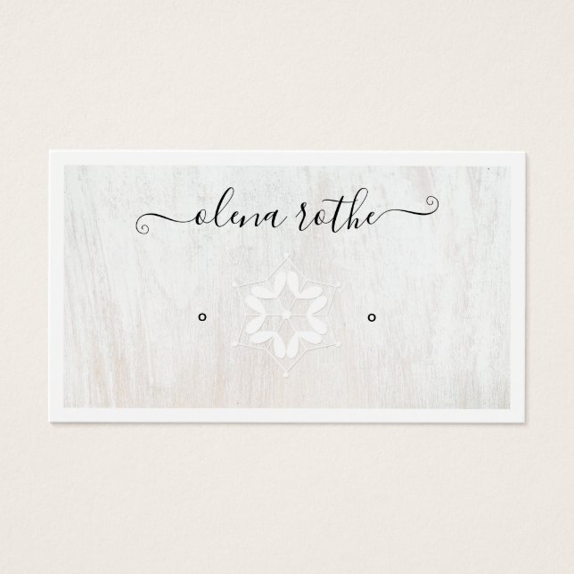 Helgdag White Wood Earring Visning Holder Calli Visitkort (Framsidan)