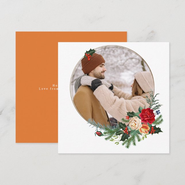 Helgdag Winter Botanical Photo Personlig Julkort (Fram/baksida)