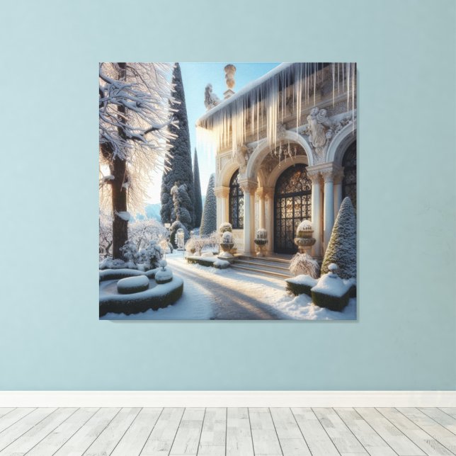 Helgdag Winter Elegant Ice Garden Canvastryck (Insitu (trägolv))