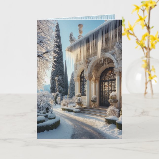 Helgdag Winter Elegant Ice Garden Kort (Gul blomma)