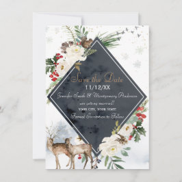 Helgdag Winter Forest Hjort Woodland Spara datum Spara Datumet