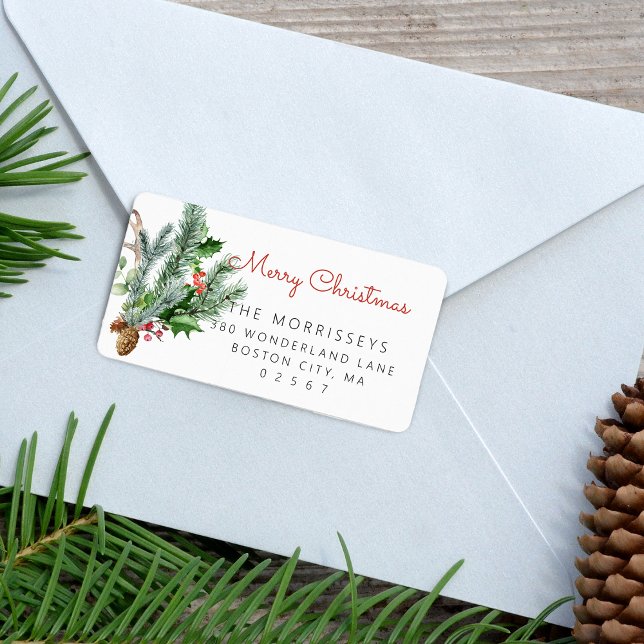 Helgdag Winter Greenery-adressetikett Adressetikett (Holiday Winter Greenery Address Label)