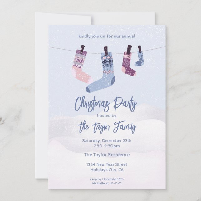 Helgdag Winter Socks jul Party Inbjudningar (Framsida)