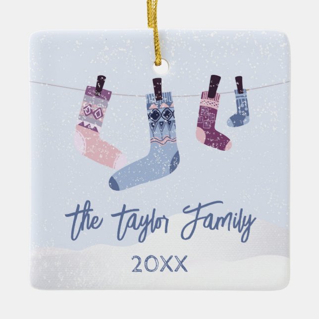 Helgdag Winter Socks-julparsinbjudan Julgransprydnad Keramik (Framsida)