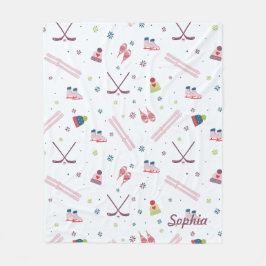 Helgdag Winter Sports Skating Skiing Hockey Anpass Fleecefilt