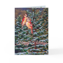 Helgdag Winter Träd med fåglar