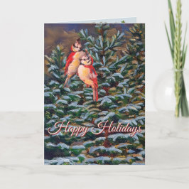 Helgdag Winter Träd med fåglar Kort