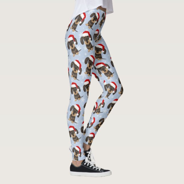Helgdag Wirehved Dachshund-jul-Hund Leggings (Höger)