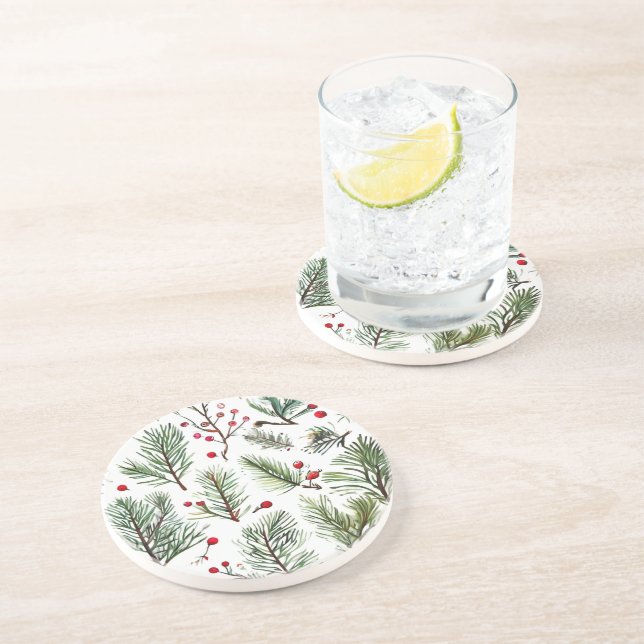 Helgdag Woodland Gräs och Red Berries design Underlägg (Sidan)