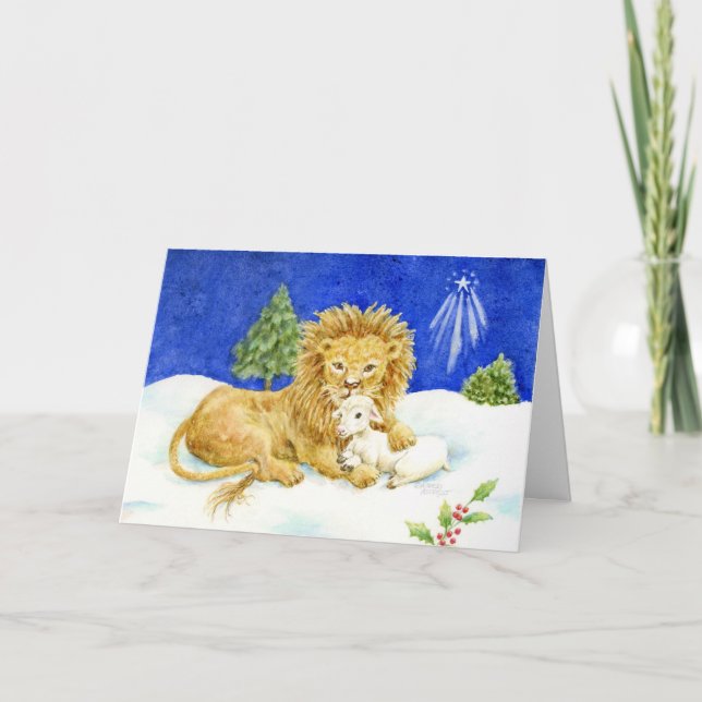 Helgdag World Peace Card Lejont och lammkort Kort (Framsida)