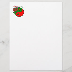 Helgdag Yin Yang Poinsettia Grönt Red