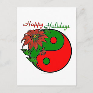 Helgdag Yin Yang Poinsettia Grönt Red Helg Vykort