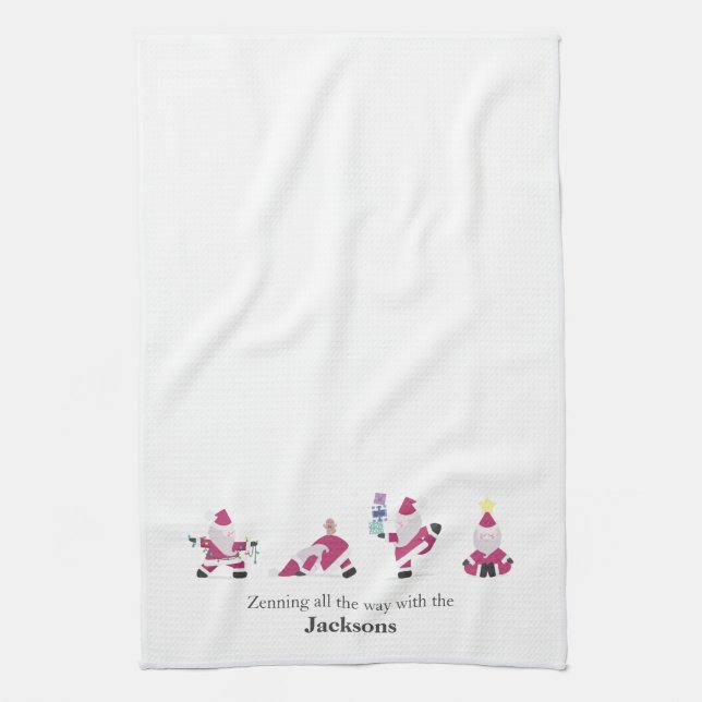 Helgdag Yogi Yoga Santa Family Kökshandduk (Vertikal)