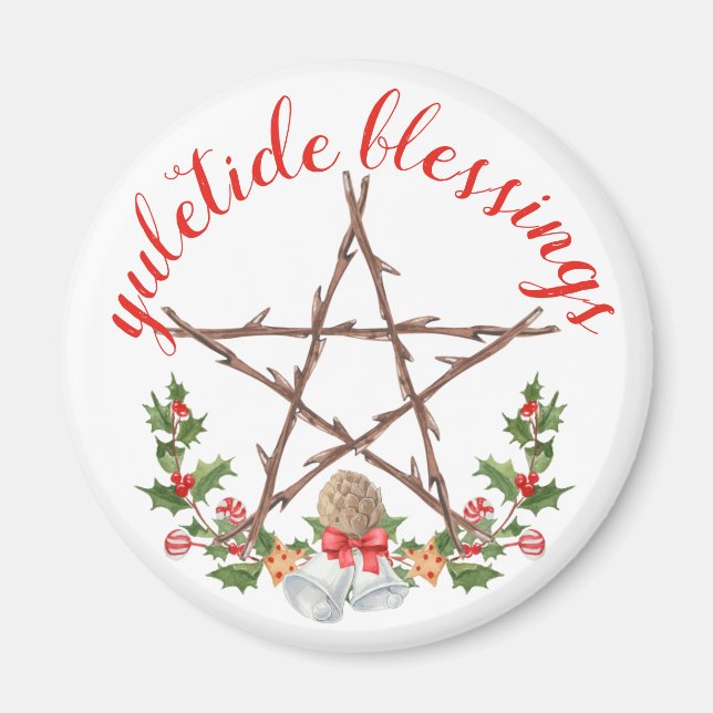 Helgdag Yuletide Twig Pentacle Wicca Sabbat Magnet (Framsidan)