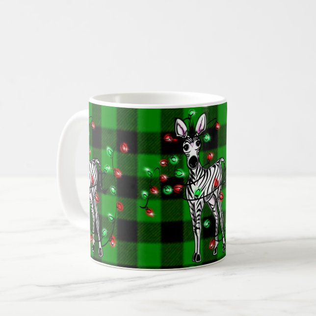 Helgdag Zebra, grönt tartan, ljus med tinkle Kaffemugg (Framsida vänster)