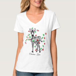 Helgdag Zebra, röd, grönt ljus, jultinkle T Shirt
