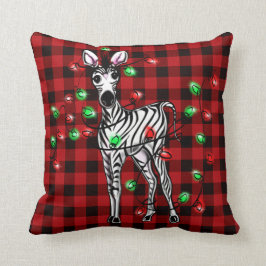 Helgdag zebra, rödtartan, ljus med vinkl. kudde