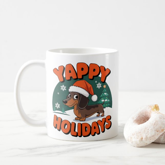 Helgdagar av Jul Dachshund Wiener Hund Yappy Kaffemugg (Med munk)