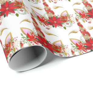 Helgdagar Chrismas Unicorn Lash White Guld Merry Presentpapper