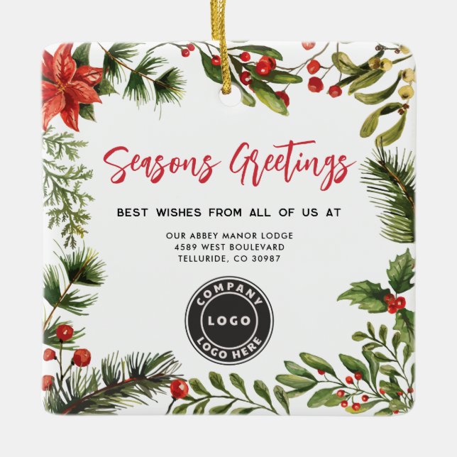 Helgdagar för affärsmässig Logotyp - jul Julgransprydnad Keramik (Framsida)