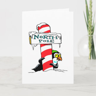 Helgdagar för Cute Jul Penguin Real North Pole Helgkort