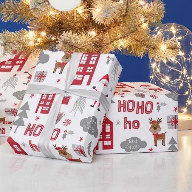 Helgdagar för Cute jultomten Reindeer Vinter Presentpapper (Helgdagar)