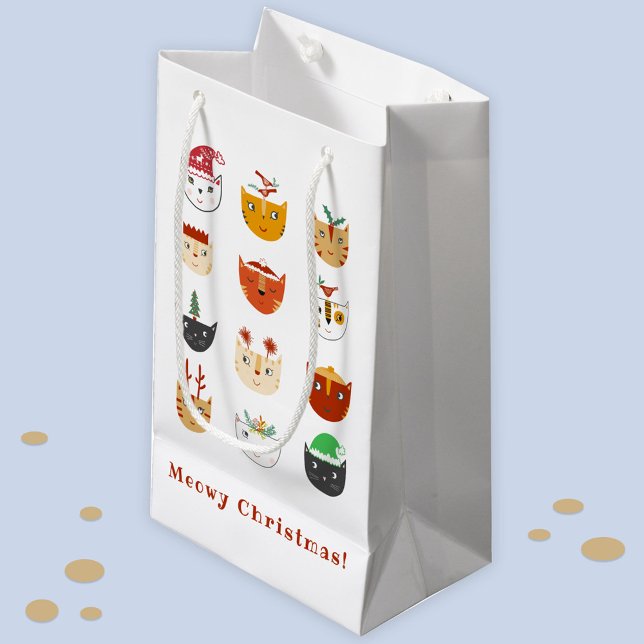 Helgdagar för den fina Cat Meowy-julen (Fun Meowy Christmas kitty cat custom text gift bag)