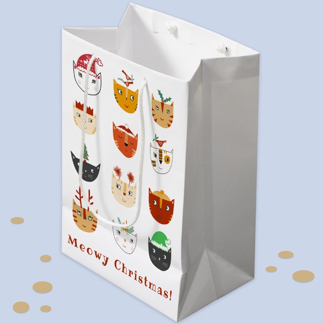 Helgdagar för den fina Cat Meowy-julen (Fun Meowy Christmas kitty cat custom text gift bag)