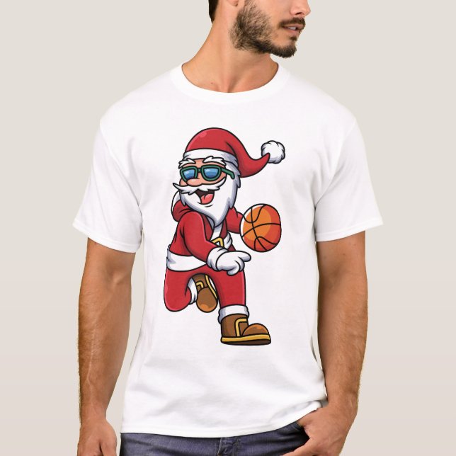 Helgdagar för den nutida basketbollens jultomte t shirt (Framsida)