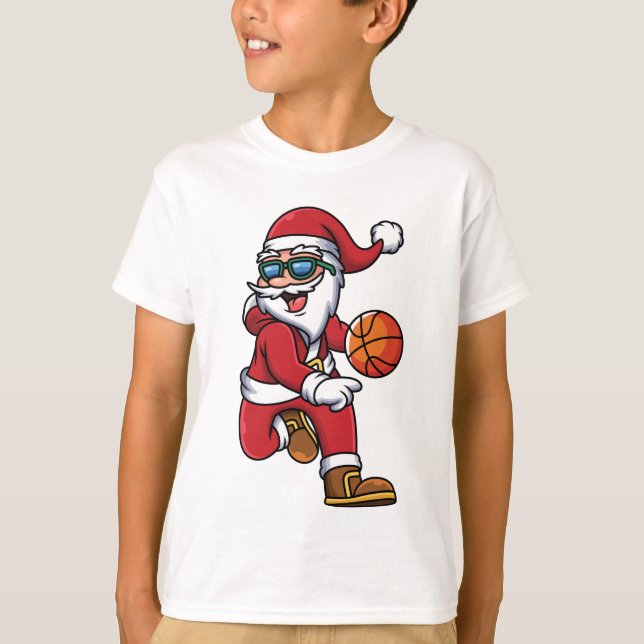 Helgdagar för den nutida basketbollens jultomte t shirt (Framsida)