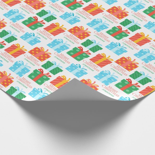 Helgdagar för eget namn för färgad julklapp presentpapper (Hörn)