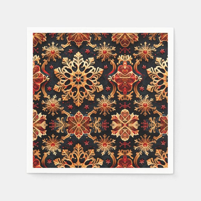 Helgdagar för Eleganten Golden Snöflingor Winter D Pappersservett (Framsidan)