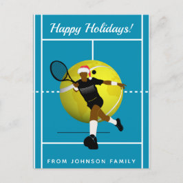Helgdagar för familjen Tennis Player Santa Court & Vykort