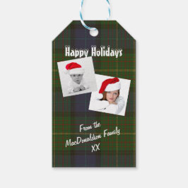 helgdagar för fotokollage av grönt tartan presentetikett