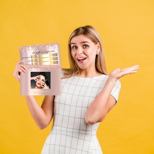 Helgdagar för gåvsintyg Beauty Ro Glitter Drift Vykort (Gift Certificate Holidays Beauty Rose Glitter Drip Postcard)