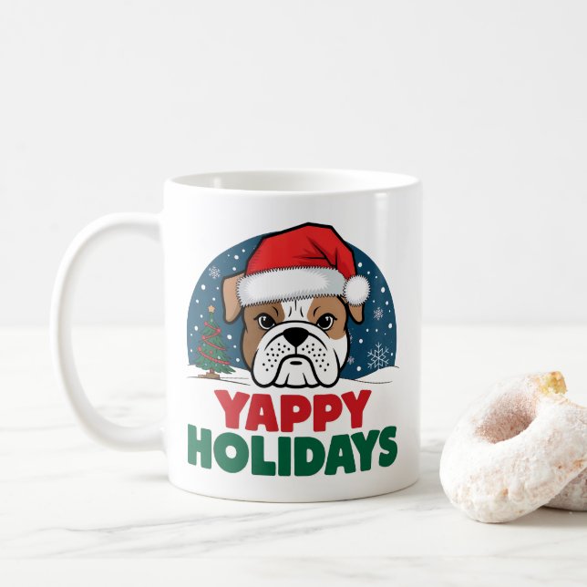 Helgdagar för Jul American Bulldog Yappy Kaffemugg (Med munk)