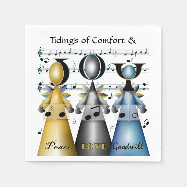 Helgdagar för julCarolers Änglar Choir Singers  Pappersservett (Framsidan)