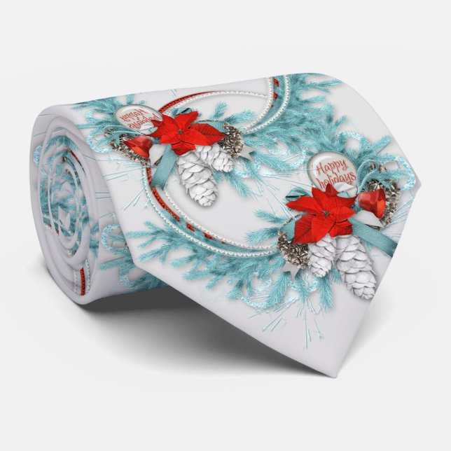 Helgdagar för julfransens rött Bow Teal Slips (Rullad)