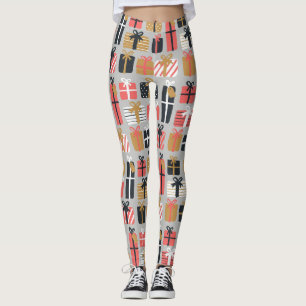 Helgdagar för julklappar, svarta Rosor Leggings