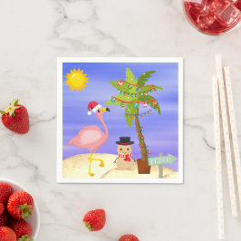 Helgdagar för julsommarlamingo Beach Cute Pappersservett